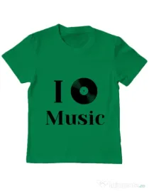 Tricou ADLER copil I love music Verde mediu
