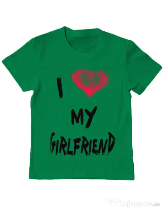 Tricou ADLER copil I love my girlfriend Verde mediu