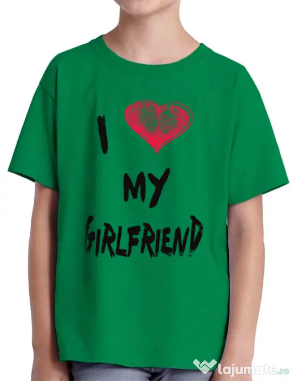 Tricou ADLER copil I love my girlfriend Verde mediu