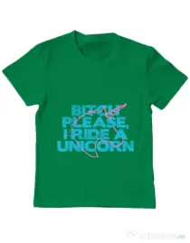 Tricou ADLER copil I ride a unicorn Verde mediu