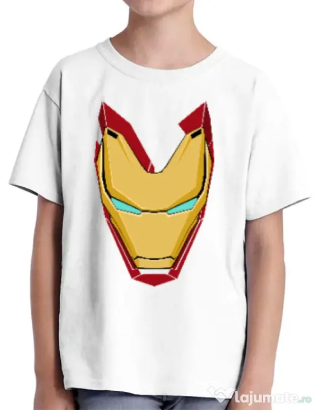 Tricou ADLER copil Iron man mask Alb