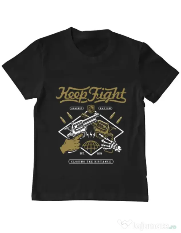 Tricou ADLER copil Keep Fight Negru