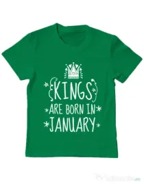 Tricou ADLER copil Kings are born in january Verde mediu