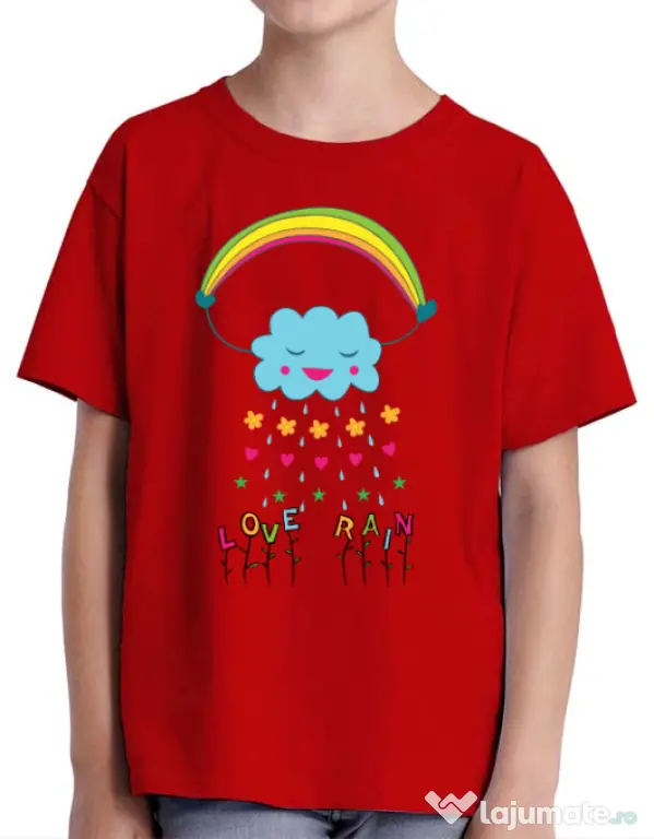 Tricou ADLER copil Love rain Rosu