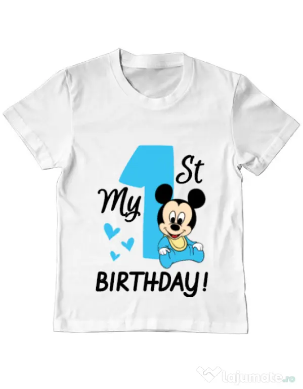 Tricou ADLER copil My first birthday Alb