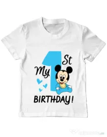 Tricou ADLER copil My first birthday Alb