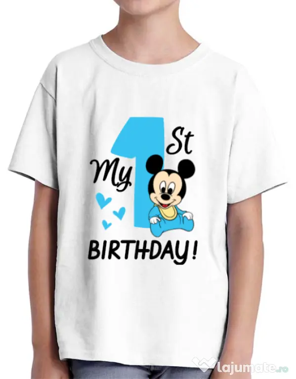 Tricou ADLER copil My first birthday Alb