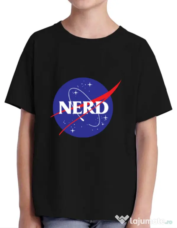 Tricou ADLER copil Nerd Negru