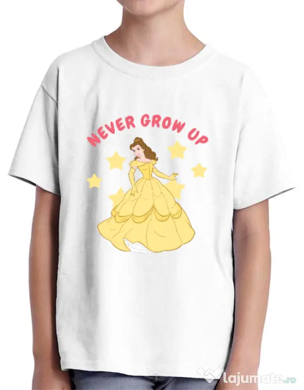 Tricou ADLER copil Never grow up Alb