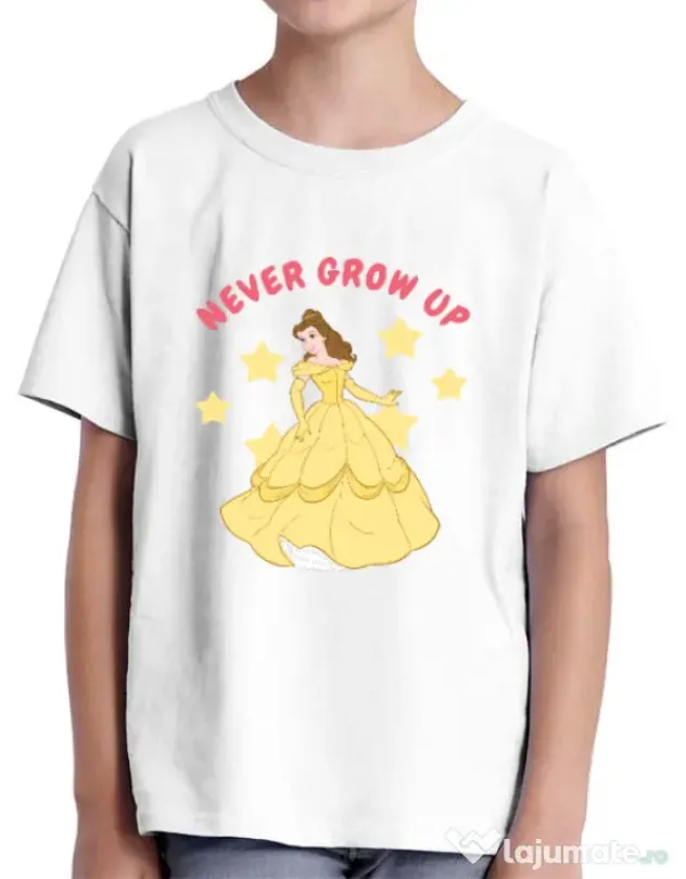 Tricou ADLER copil Never grow up Alb
