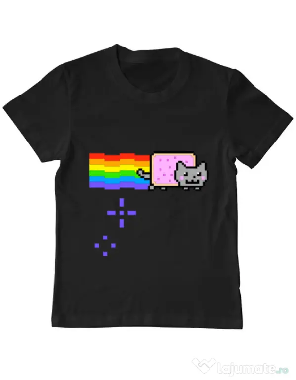 Tricou ADLER copil Nyan cat Negru