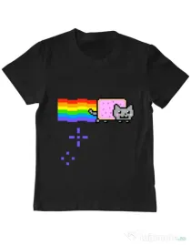 Tricou ADLER copil Nyan cat Negru