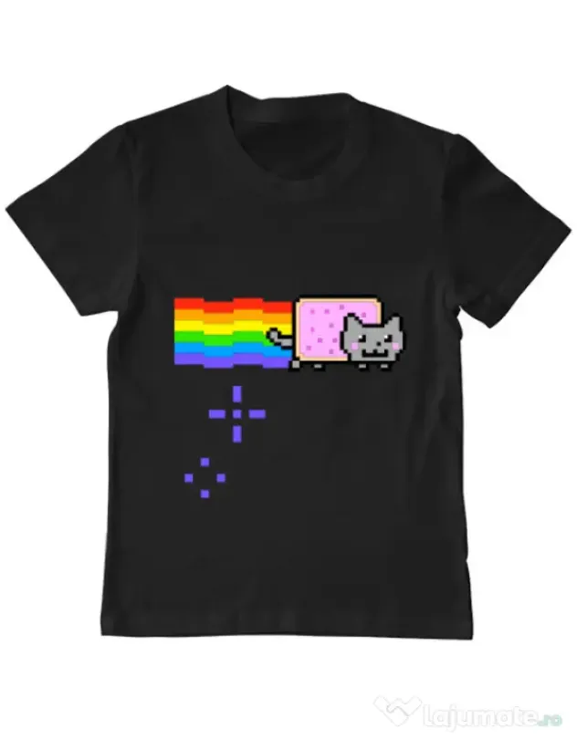 Tricou ADLER copil Nyan cat Negru