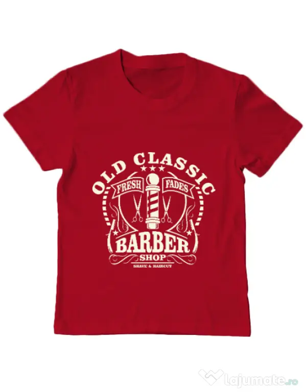 Tricou ADLER copil Old Classic Barber Rosu