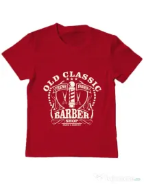Tricou ADLER copil Old Classic Barber Rosu