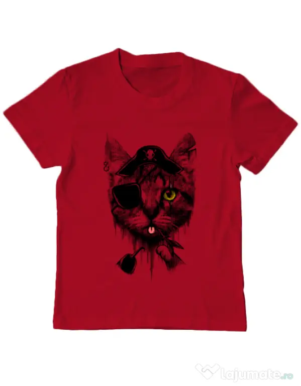 Tricou ADLER copil Piratecat Rosu
