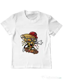 Tricou ADLER copil Pizza Skater Alb
