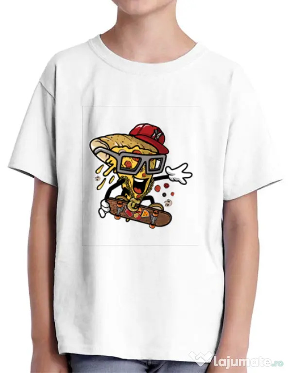 Tricou ADLER copil Pizza Skater Alb