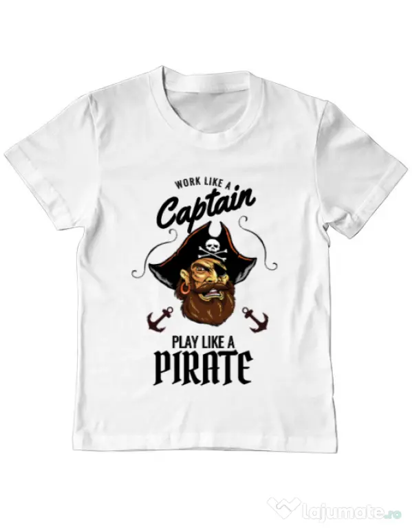 Tricou ADLER copil Play like a pirate Alb