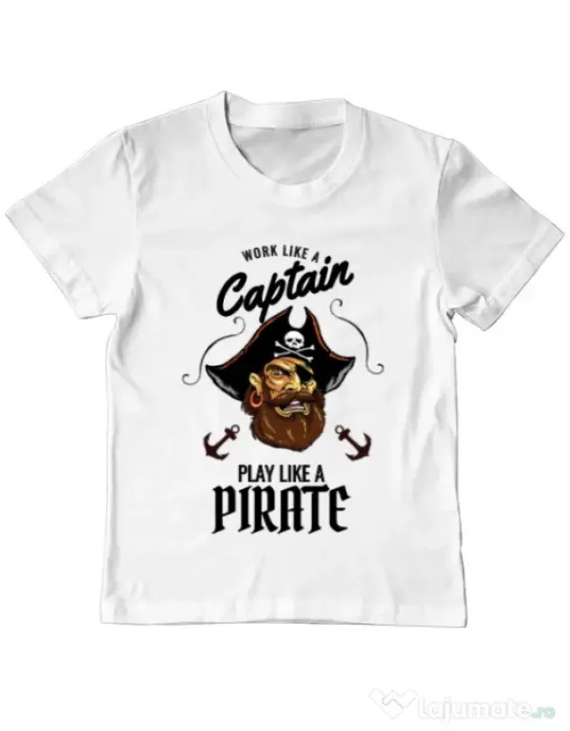 Tricou ADLER copil Play like a pirate Alb