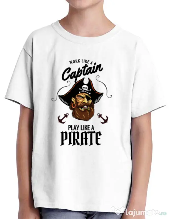 Tricou ADLER copil Play like a pirate Alb