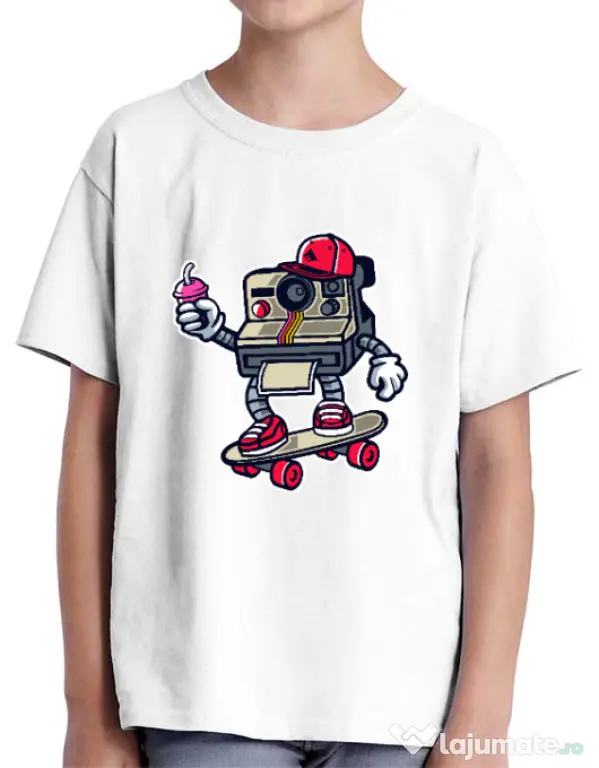 Tricou ADLER copil Polaroid Alb