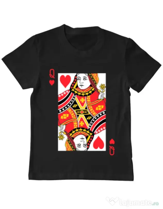 Tricou ADLER copil Queen of hearts Negru