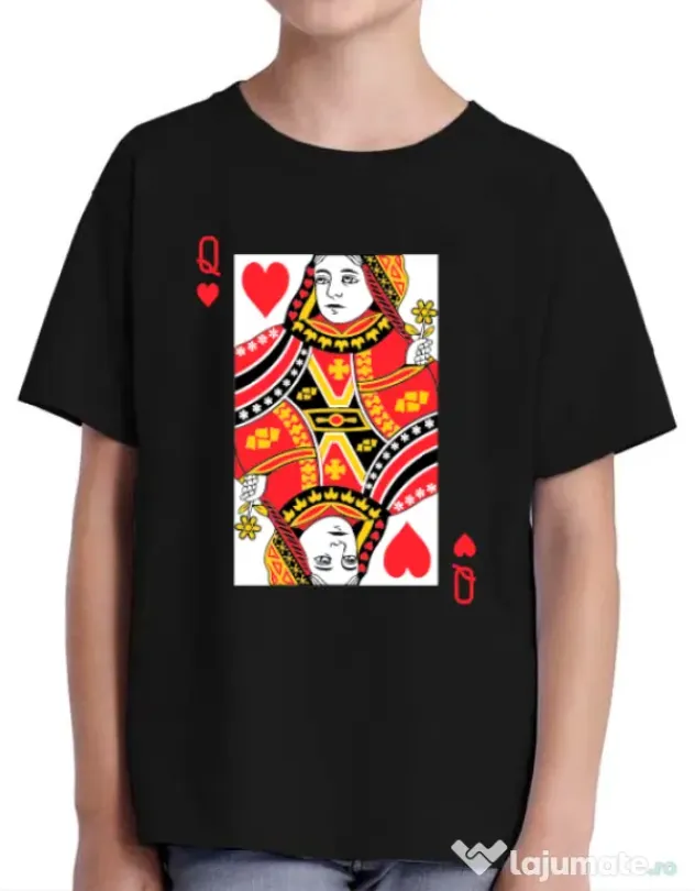 Tricou ADLER copil Queen of hearts Negru