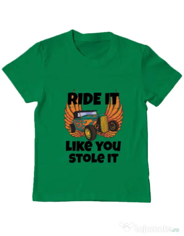 Tricou ADLER copil Ride it like you stole it Verde mediu
