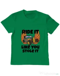 Tricou ADLER copil Ride it like you stole it Verde mediu