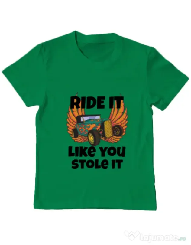 Tricou ADLER copil Ride it like you stole it Verde mediu
