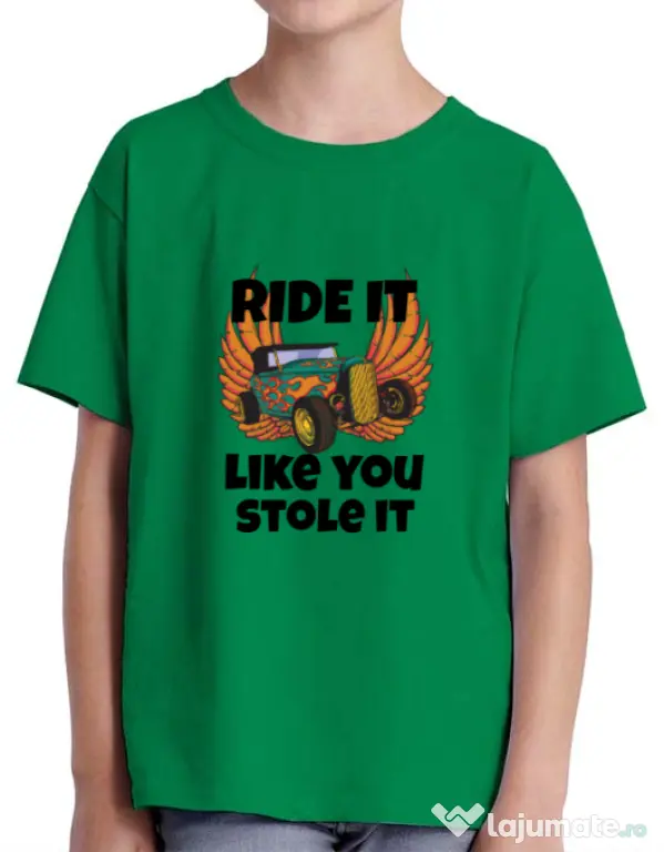 Tricou ADLER copil Ride it like you stole it Verde mediu