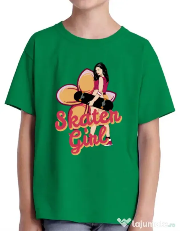 Tricou ADLER copil Skater Girl Verde mediu