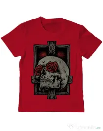 Tricou ADLER copil Skullcross Rosu