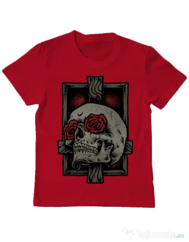 Tricou ADLER copil Skullcross Rosu