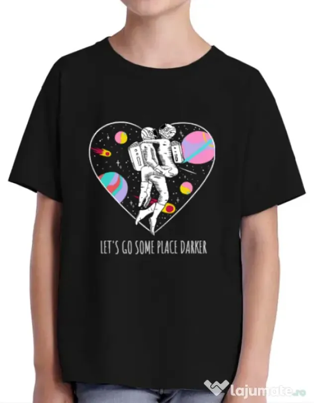 Tricou ADLER copil Space love Negru
