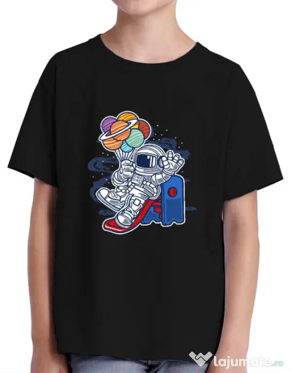 Tricou ADLER copil Space Slider Negru
