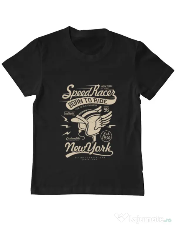 Tricou ADLER copil Speed Racer Negru