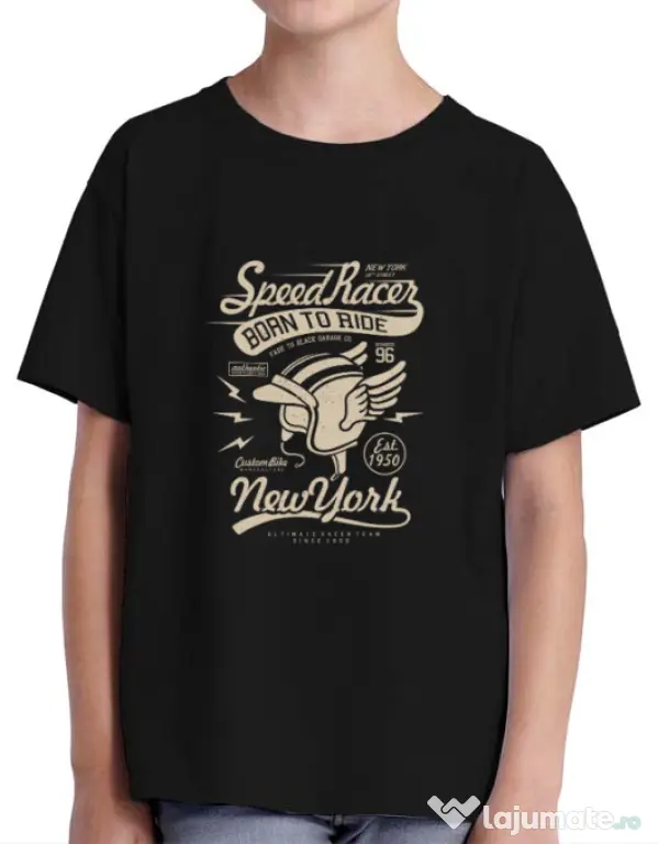 Tricou ADLER copil Speed Racer Negru