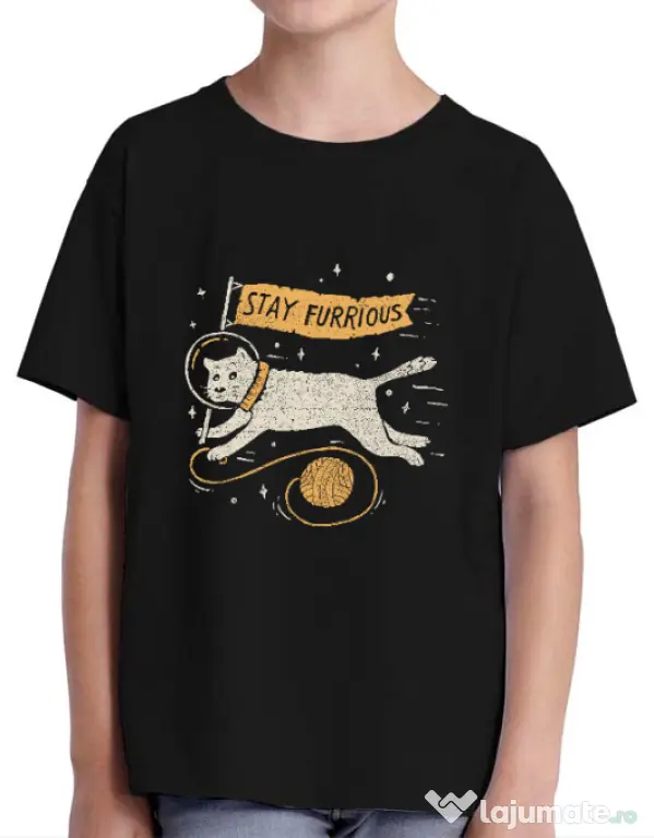 Tricou ADLER copil Stay Furrious Negru