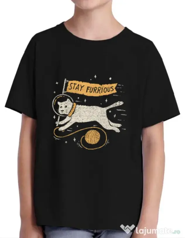 Tricou ADLER copil Stay Furrious Negru