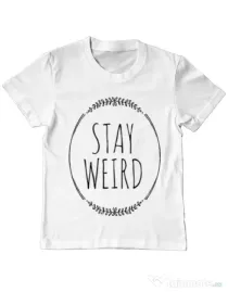 Tricou ADLER copil Stay weird Alb