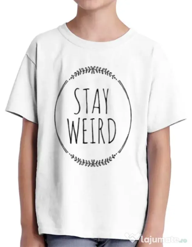 Tricou ADLER copil Stay weird Alb