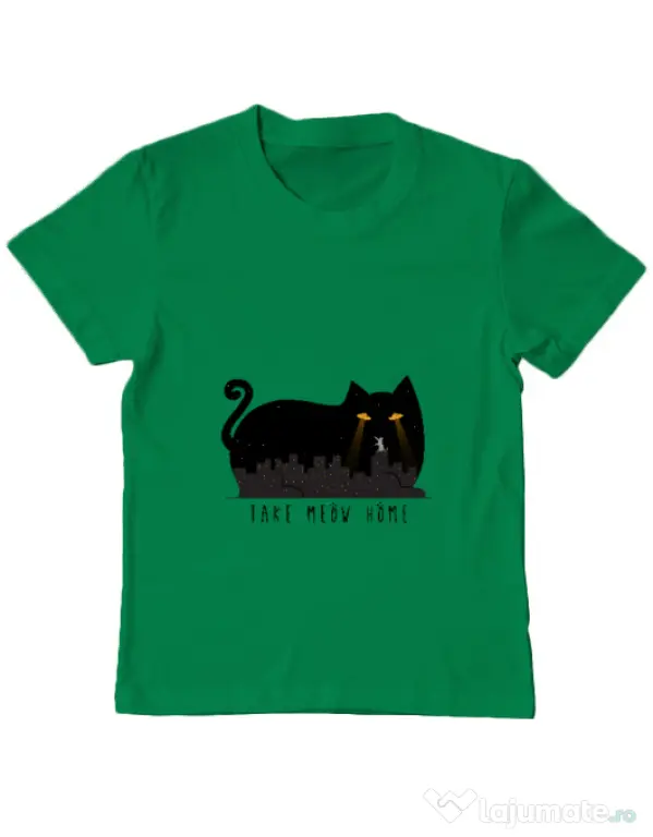 Tricou ADLER copil Take Meow Home Verde mediu