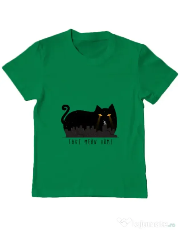 Tricou ADLER copil Take Meow Home Verde mediu