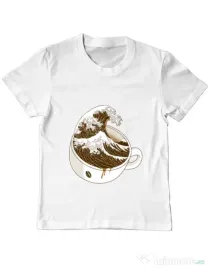 Tricou ADLER copil The Great Wave off Coffee Alb