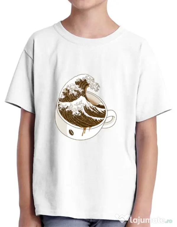 Tricou ADLER copil The Great Wave off Coffee Alb