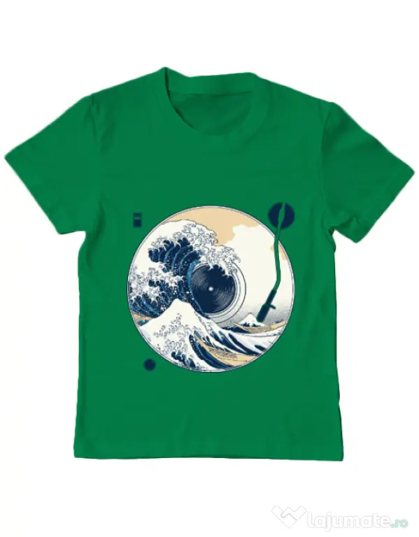 Tricou ADLER copil The Great Wave off Sound Verde mediu