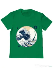 Tricou ADLER copil The Great Wave off Sound Verde mediu