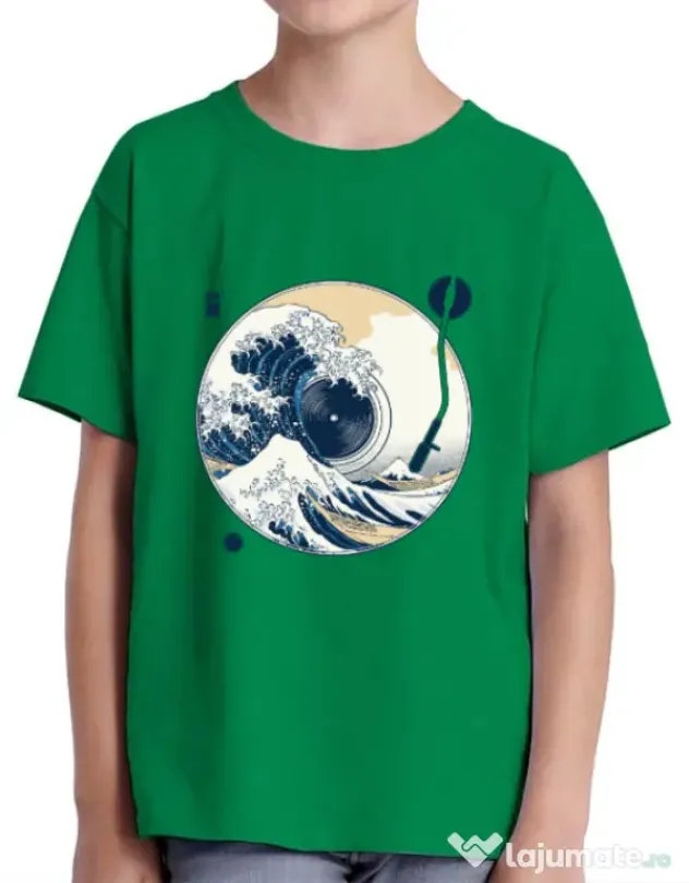 Tricou ADLER copil The Great Wave off Sound Verde mediu